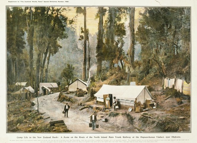 North Island Main Trunk Railway camp at Hapuawhenua